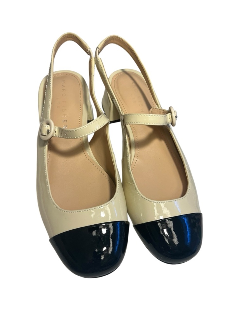 Mary Jane Slingback Heels Patent Cap Toe Size 7 Coquette Ballet-core Grandma